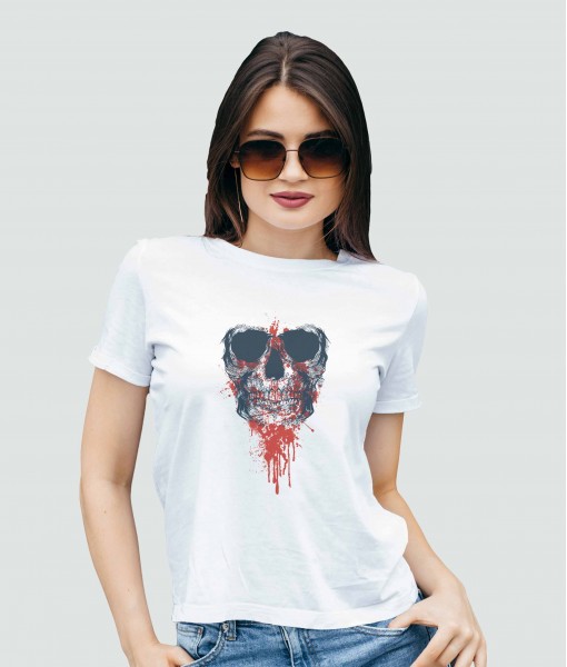 Дамска тениска с щампа Готика Bloody Skull
